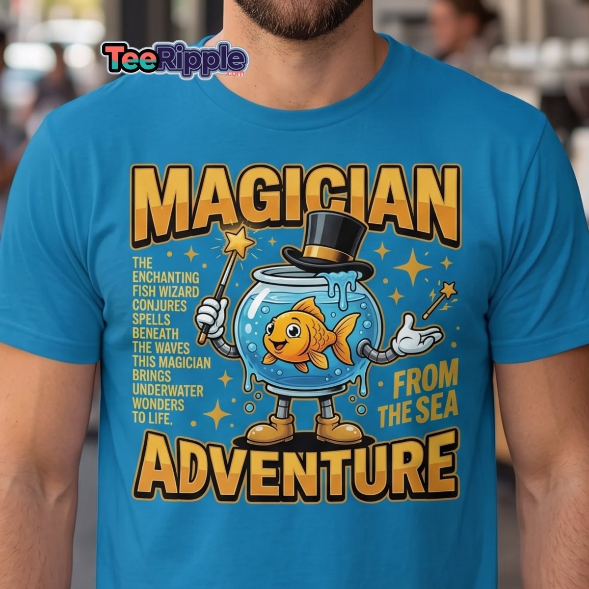 Magician Fish Adventure Tee – Funny Underwater Wizard Shirt - Maroon - TeeRipple
