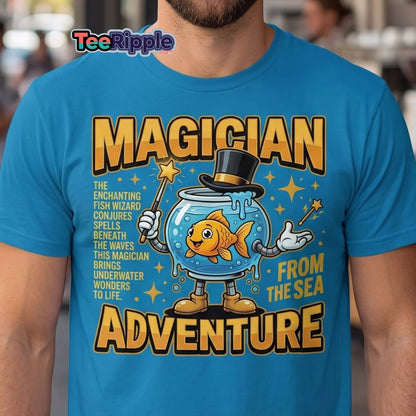 Magician Fish Adventure Tee – Funny Underwater Wizard Shirt - Maroon - TeeRipple