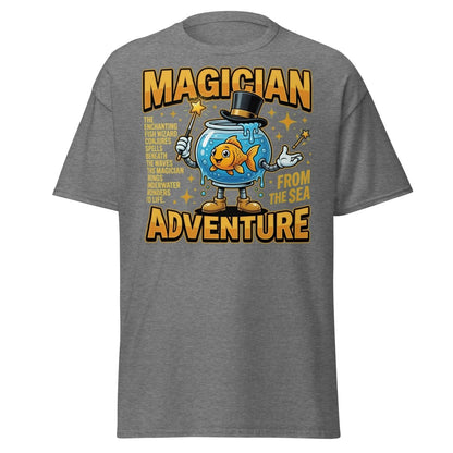 Magician Fish Adventure Tee – Funny Underwater Wizard Shirt - Graphite Heather - TeeRipple