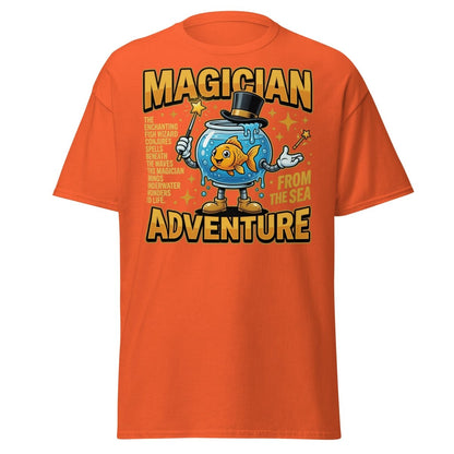 Magician Fish Adventure Tee – Funny Underwater Wizard Shirt - Orange - TeeRipple