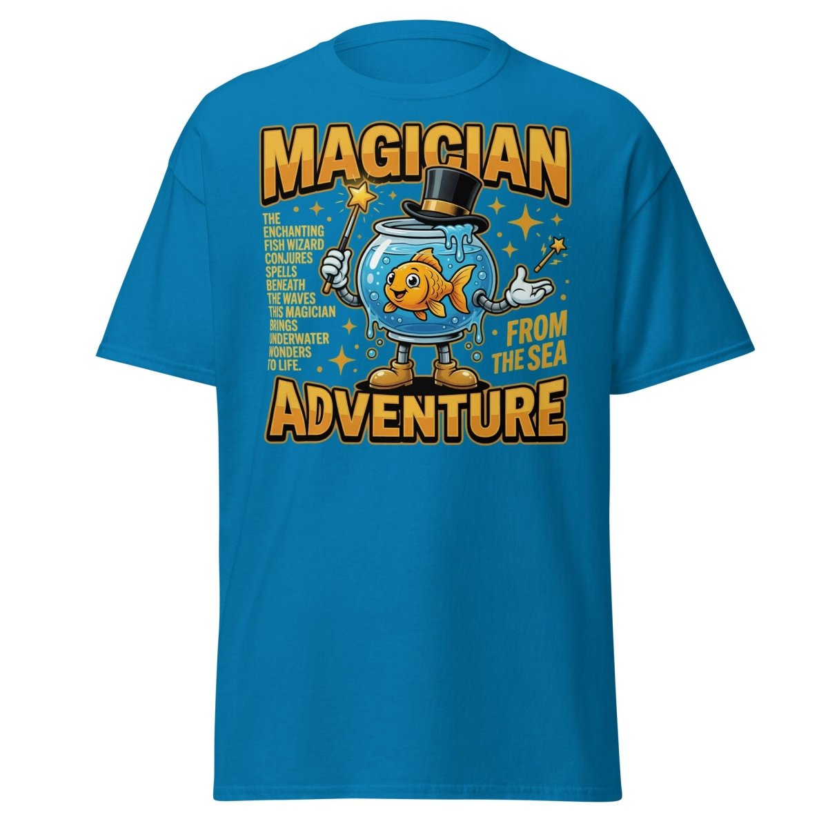 Magician Fish Adventure Tee – Funny Underwater Wizard Shirt - Sapphire - TeeRipple