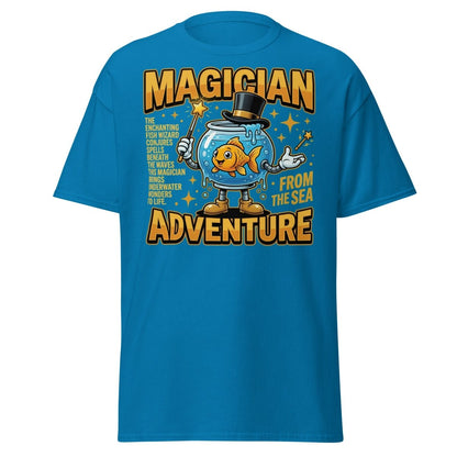 Magician Fish Adventure Tee – Funny Underwater Wizard Shirt - Sapphire - TeeRipple