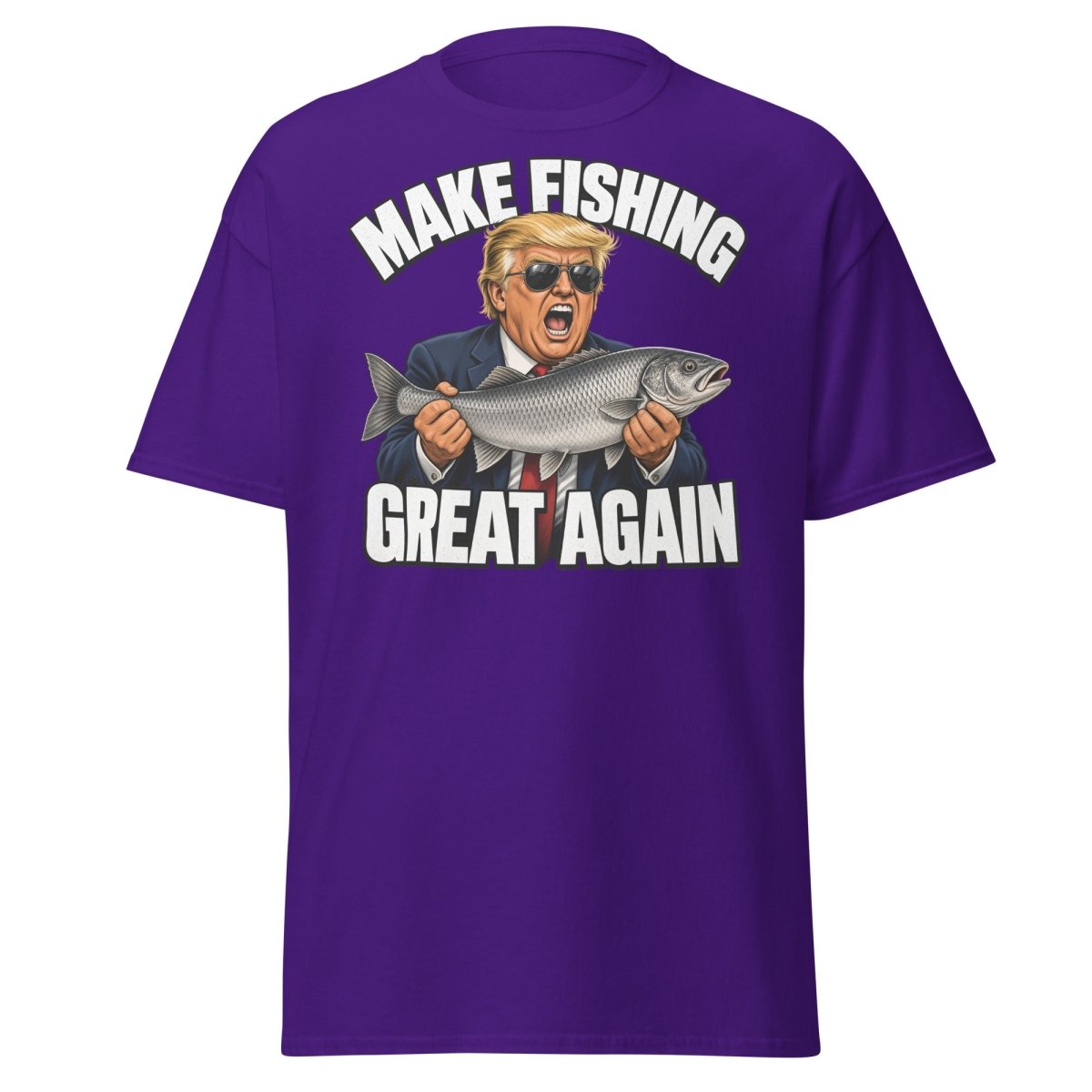 Make Fishing Great Again Trump Fish T-Shirt - Purple - TeeRipple