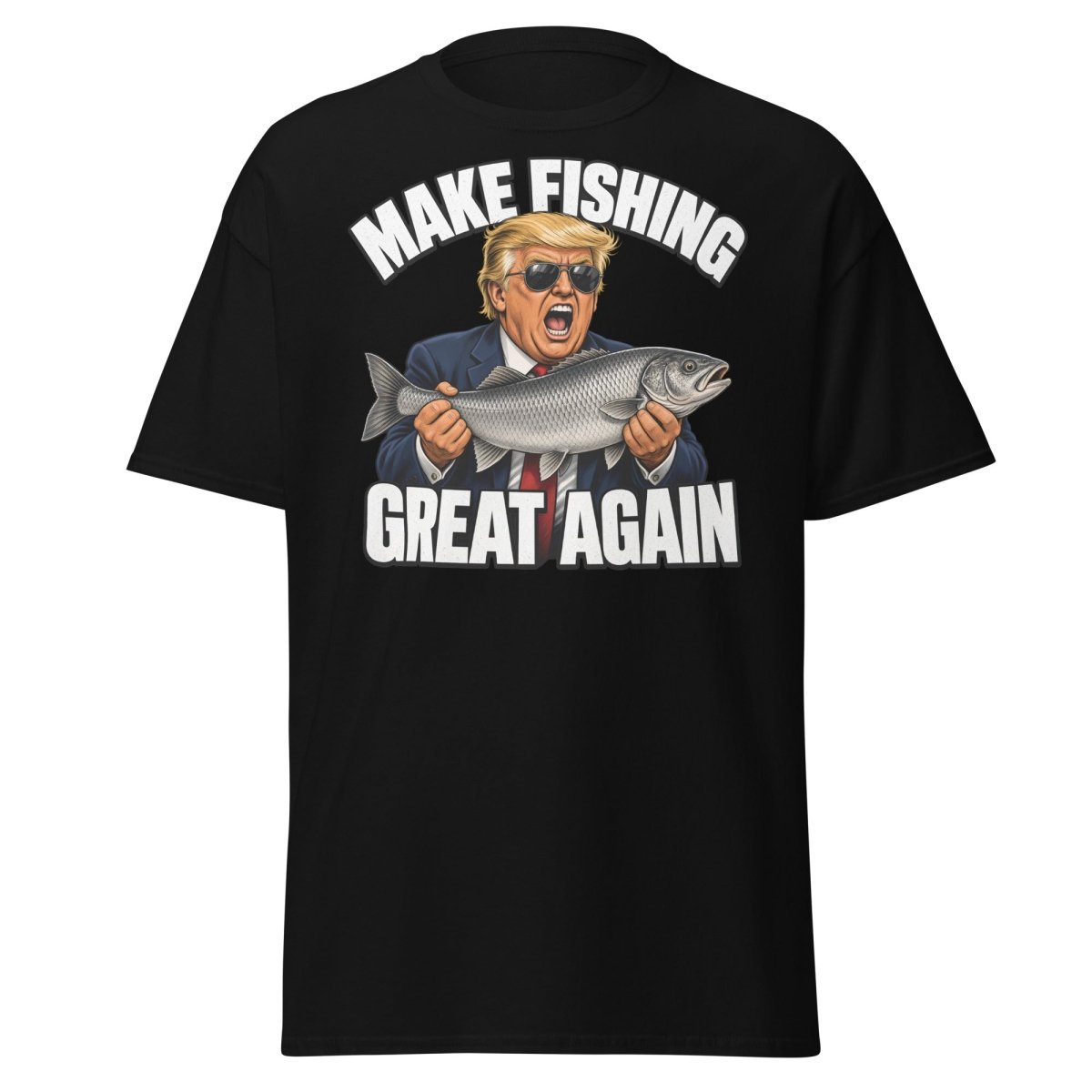 Make Fishing Great Again Trump Fish T-Shirt - Black - TeeRipple