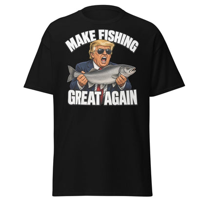 Make Fishing Great Again Trump Fish T-Shirt - Black - TeeRipple