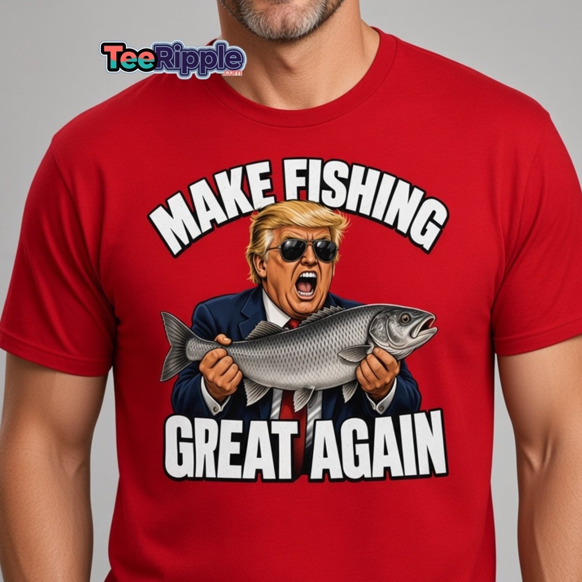 Make Fishing Great Again Trump Fish T-Shirt - Maroon - TeeRipple