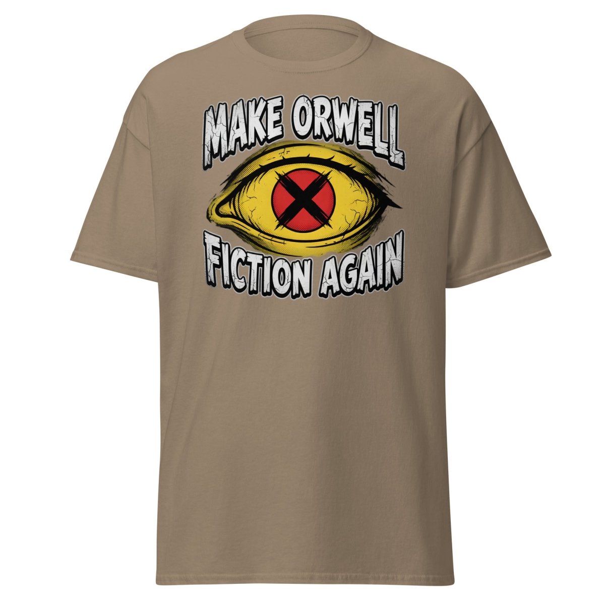 Make Orwell Fiction Again T-Shirt - 1984 Surveillance Eye Tee - Brown Savana - TeeRipple