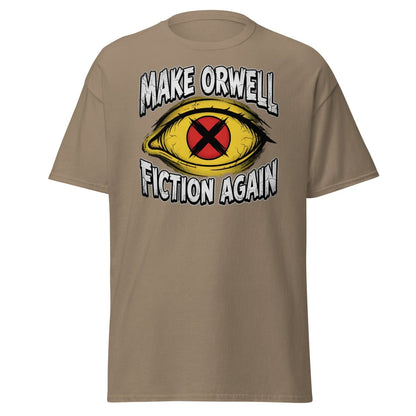 Make Orwell Fiction Again T-Shirt - 1984 Surveillance Eye Tee - Brown Savana - TeeRipple