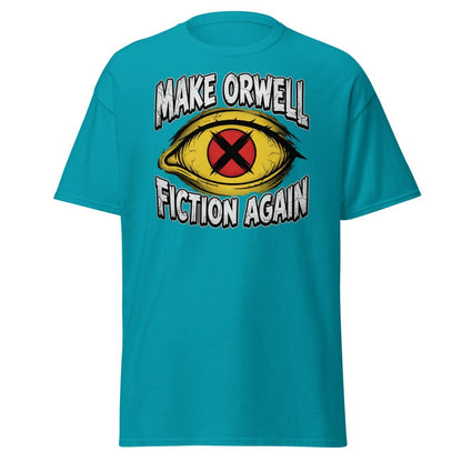 Make Orwell Fiction Again T-Shirt - 1984 Surveillance Eye Tee - Tropical Blue - TeeRipple