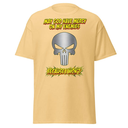 May God Have Mercy On My Enemies T-Shirt | Edgy Skull Tee - Yellow Haze - TeeRipple