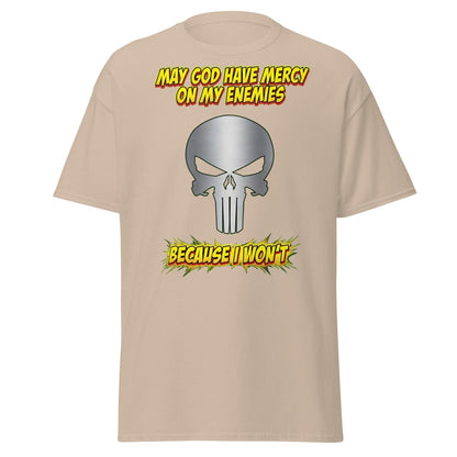 May God Have Mercy On My Enemies T-Shirt | Edgy Skull Tee - Sand - TeeRipple