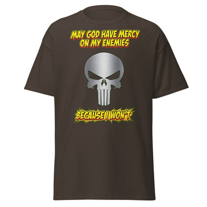 May God Have Mercy On My Enemies T-Shirt | Edgy Skull Tee - Dark Chocolate - TeeRipple