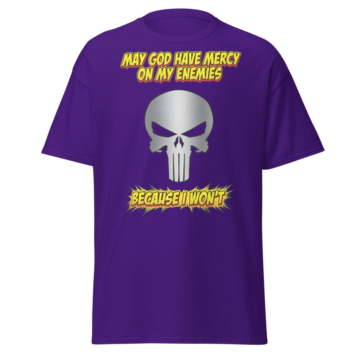 May God Have Mercy On My Enemies T-Shirt | Edgy Skull Tee - Purple - TeeRipple