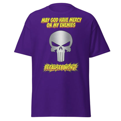 May God Have Mercy On My Enemies T-Shirt | Edgy Skull Tee - Purple - TeeRipple