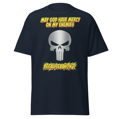 May God Have Mercy On My Enemies T-Shirt | Edgy Skull Tee - Navy - TeeRipple