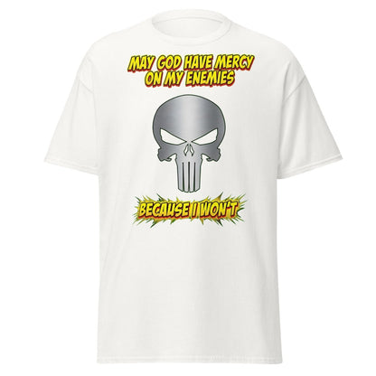 May God Have Mercy On My Enemies T-Shirt | Edgy Skull Tee - White - TeeRipple