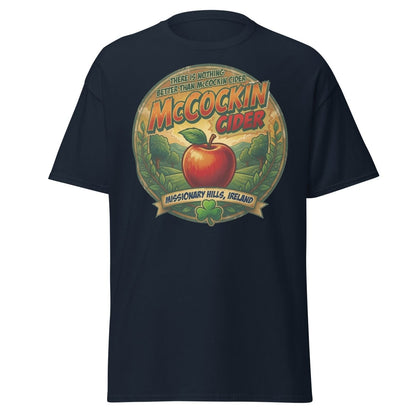 McCockin Cider Funny Pun T-Shirt – Adult Irish Humor Tee - Navy - TeeRipple
