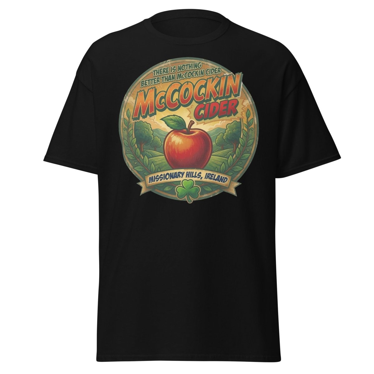 McCockin Cider Funny Pun T-Shirt – Adult Irish Humor Tee - Black - TeeRipple