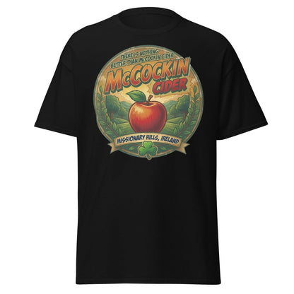 McCockin Cider Funny Pun T-Shirt – Adult Irish Humor Tee - Black - TeeRipple
