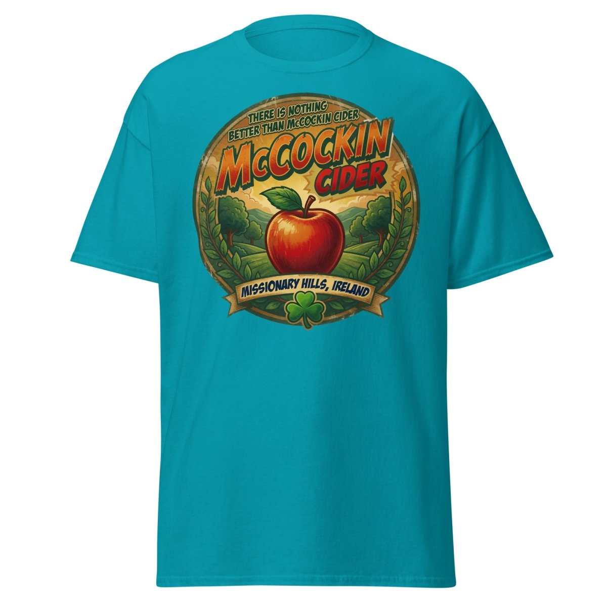 McCockin Cider Funny Pun T-Shirt – Adult Irish Humor Tee - Tropical Blue - TeeRipple