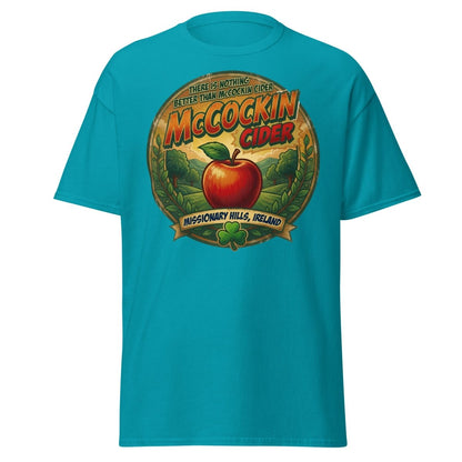 McCockin Cider Funny Pun T-Shirt – Adult Irish Humor Tee - Tropical Blue - TeeRipple