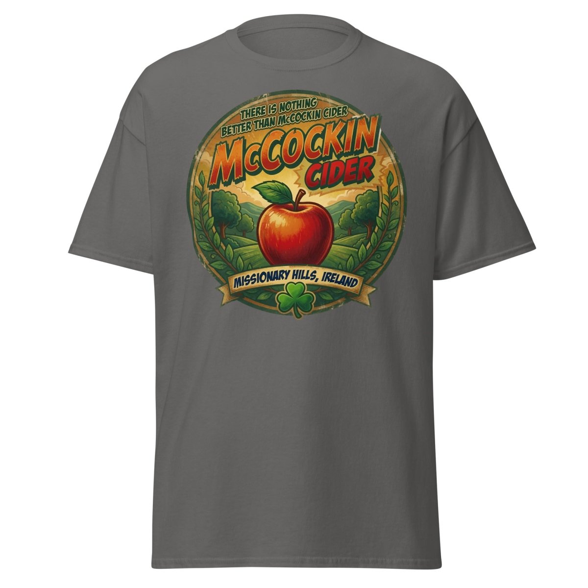 McCockin Cider Funny Pun T-Shirt – Adult Irish Humor Tee - Charcoal - TeeRipple