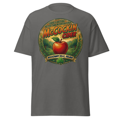 McCockin Cider Funny Pun T-Shirt – Adult Irish Humor Tee - Charcoal - TeeRipple