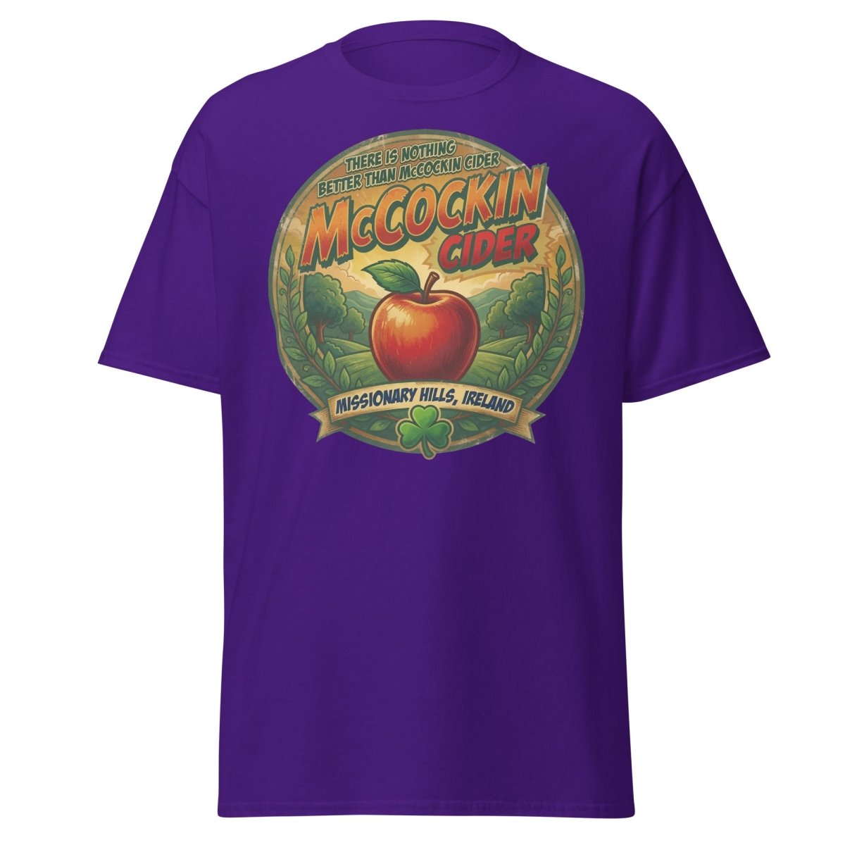 McCockin Cider Funny Pun T-Shirt – Adult Irish Humor Tee - Purple - TeeRipple
