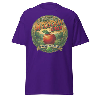McCockin Cider Funny Pun T-Shirt – Adult Irish Humor Tee - Purple - TeeRipple