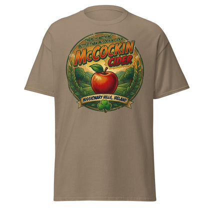McCockin Cider Funny Pun T-Shirt – Adult Irish Humor Tee - Brown Savana - TeeRipple