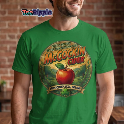 McCockin Cider Funny Pun T-Shirt – Adult Irish Humor Tee - Maroon - TeeRipple