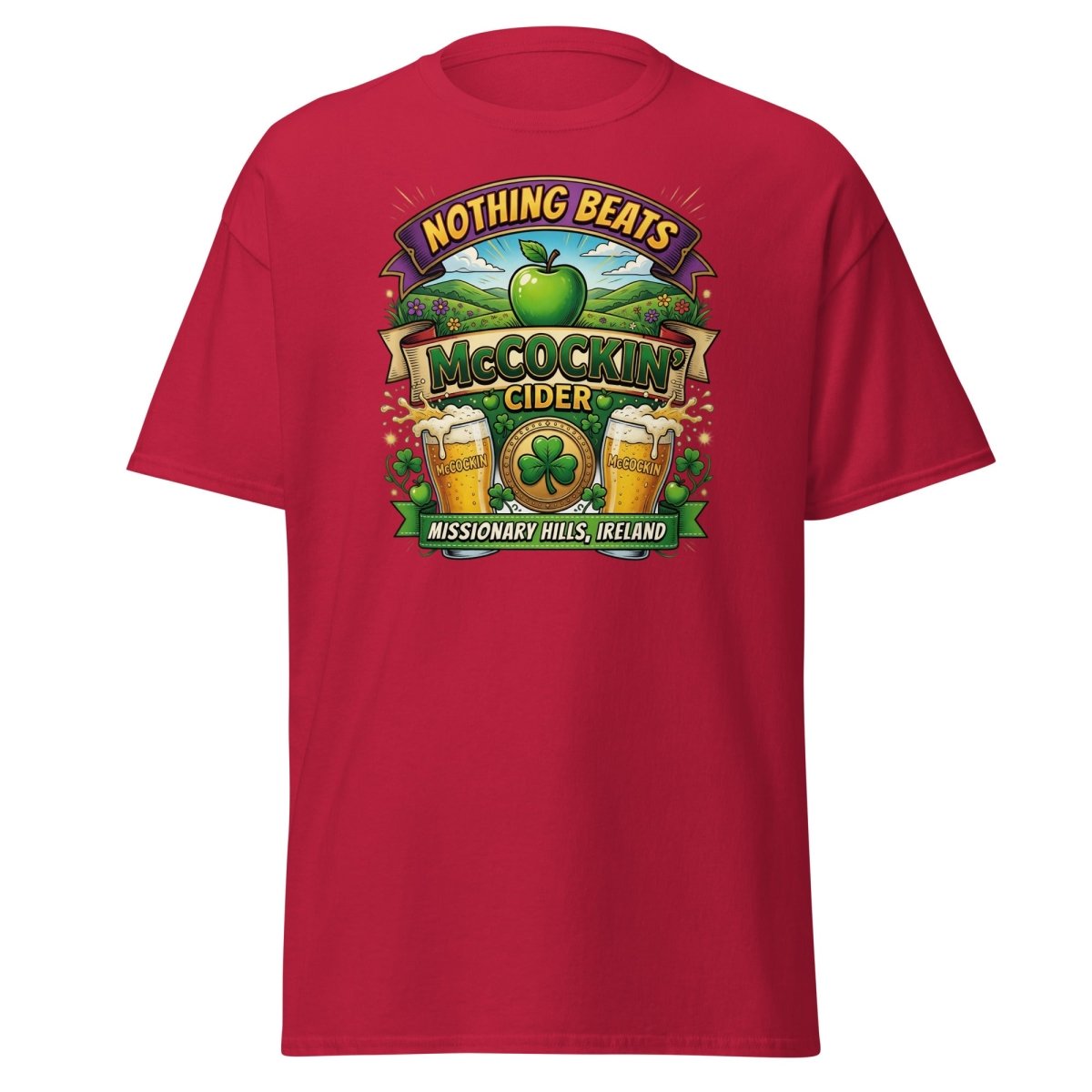 McCockin' Cider Funny T-Shirt – Hilarious Irish Parody Tee - Cardinal - TeeRipple