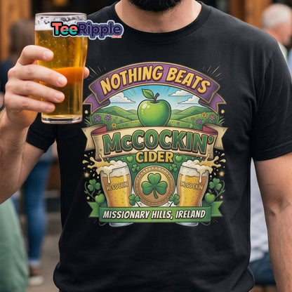 McCockin' Cider Funny T-Shirt – Hilarious Irish Parody Tee - Maroon - TeeRipple