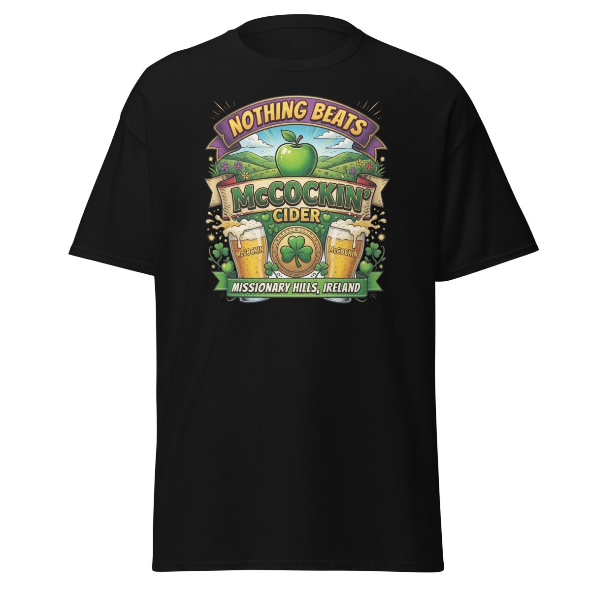 McCockin' Cider Funny T-Shirt – Hilarious Irish Parody Tee - Black - TeeRipple