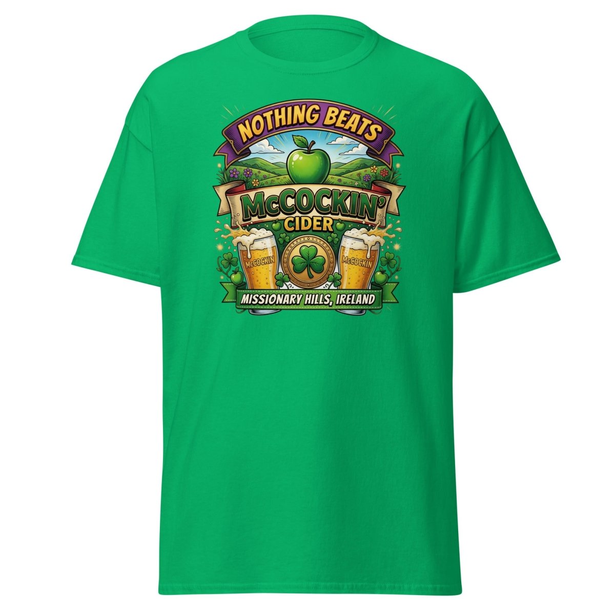 McCockin' Cider Funny T-Shirt – Hilarious Irish Parody Tee - Irish Green - TeeRipple