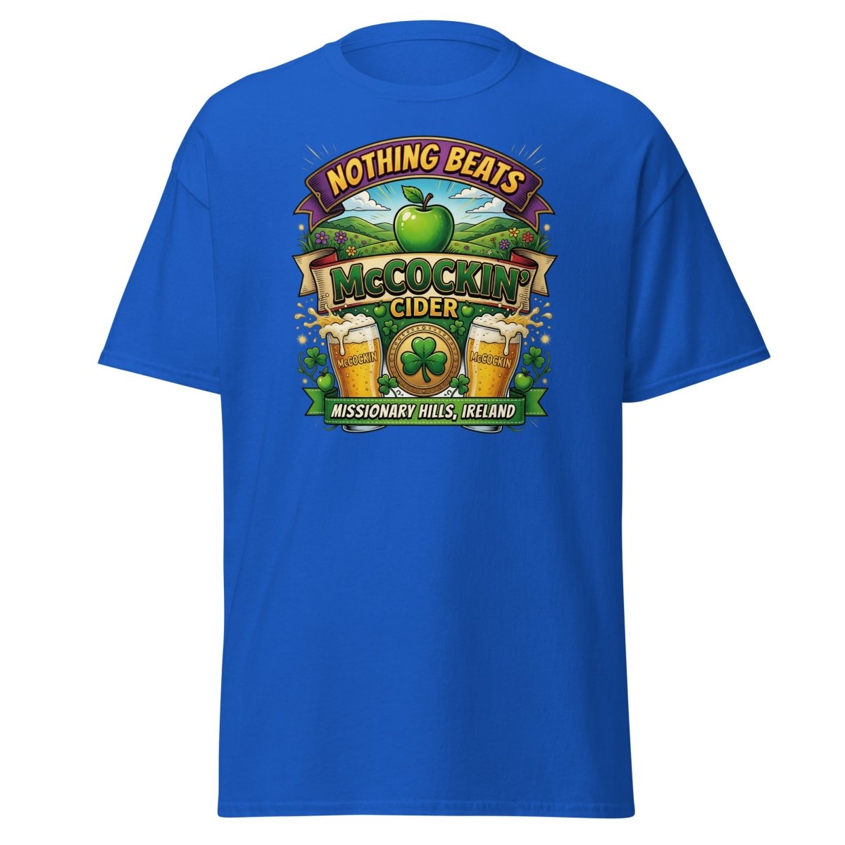 McCockin' Cider Funny T-Shirt – Hilarious Irish Parody Tee - Royal - TeeRipple