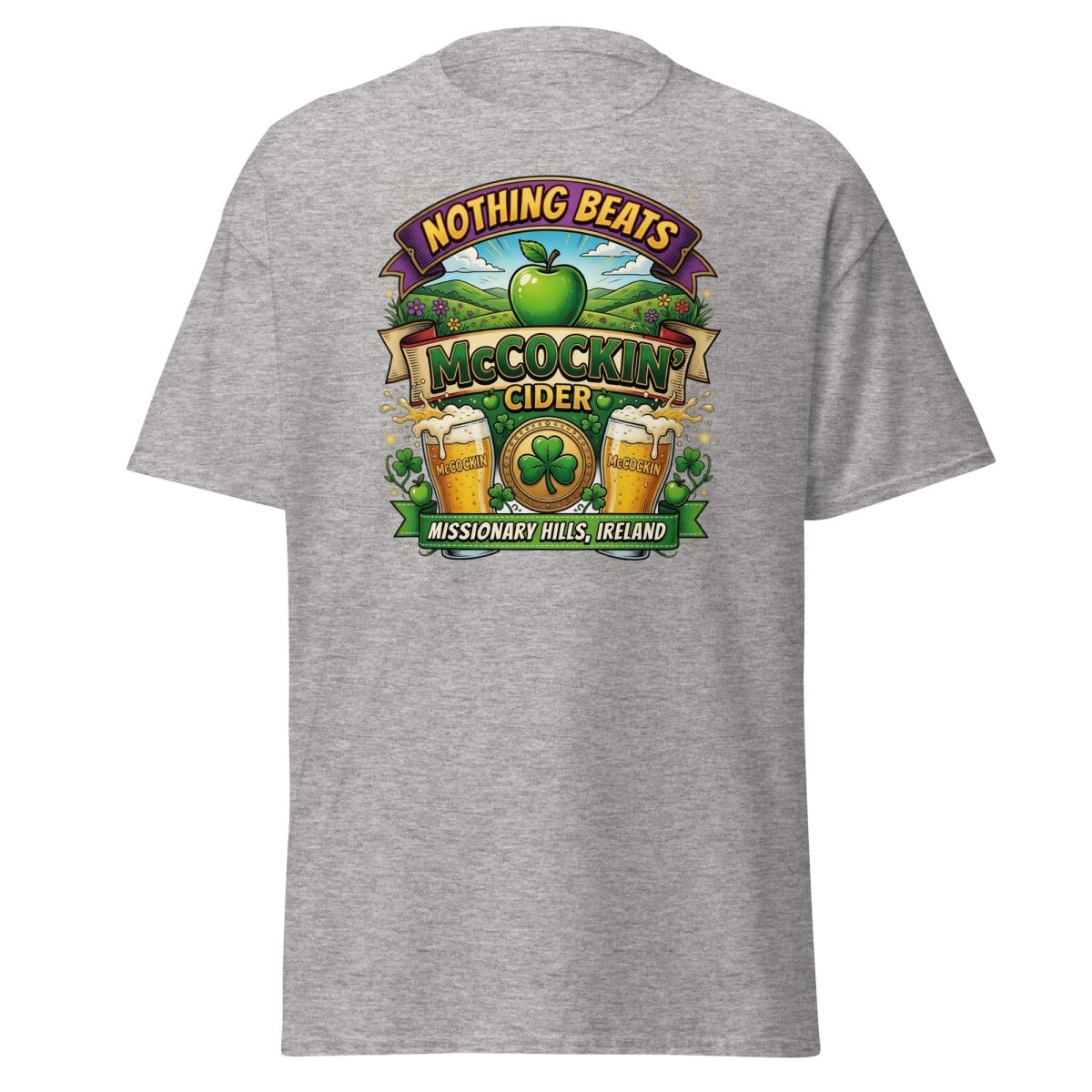 McCockin' Cider Funny T-Shirt – Hilarious Irish Parody Tee - Sport Grey - TeeRipple