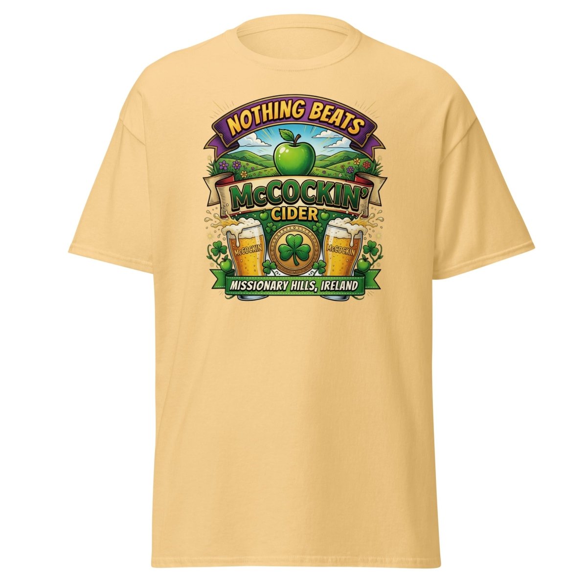 McCockin' Cider Funny T-Shirt – Hilarious Irish Parody Tee - Yellow Haze - TeeRipple