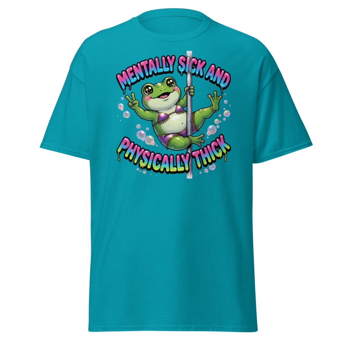 Mentally Sick & Physically Thick Frog T-Shirt - Tropical Blue - TeeRipple