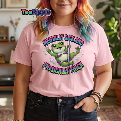 Mentally Sick & Physically Thick Frog T-Shirt - Black - TeeRipple