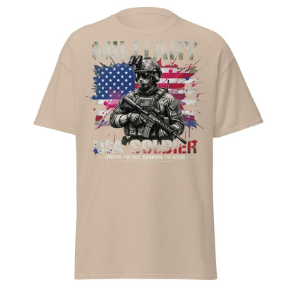 Military USA Soldier T-Shirt – Patriotic Graphic Tee - Sand - TeeRipple