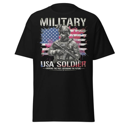 Military USA Soldier T-Shirt – Patriotic Graphic Tee - Black - TeeRipple