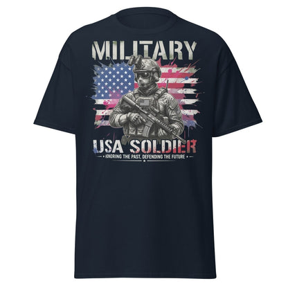 Military USA Soldier T-Shirt – Patriotic Graphic Tee - Navy - TeeRipple