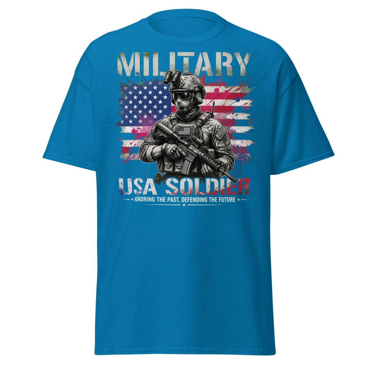 Military USA Soldier T-Shirt – Patriotic Graphic Tee - Sapphire - TeeRipple