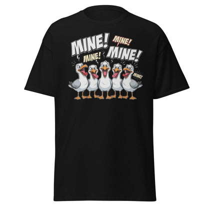 Mine Mine Mine Seagulls T-Shirt | Funny Cartoon Tee - Black - TeeRipple