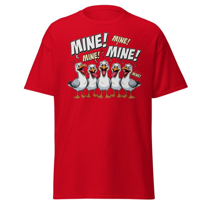 Mine Mine Mine Seagulls T-Shirt | Funny Cartoon Tee - Red - TeeRipple