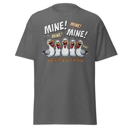 Mine Mine Mine Seagulls T-Shirt | Funny Cartoon Tee - Charcoal - TeeRipple