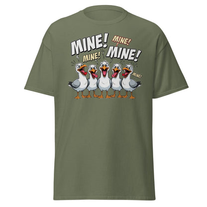Mine Mine Mine Seagulls T-Shirt | Funny Cartoon Tee - Military Green - TeeRipple
