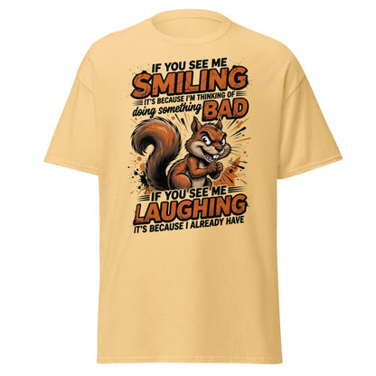 Mischievous Squirrel T-Shirt Funny Smiling Laughing Bad Tee - Yellow Haze - TeeRipple