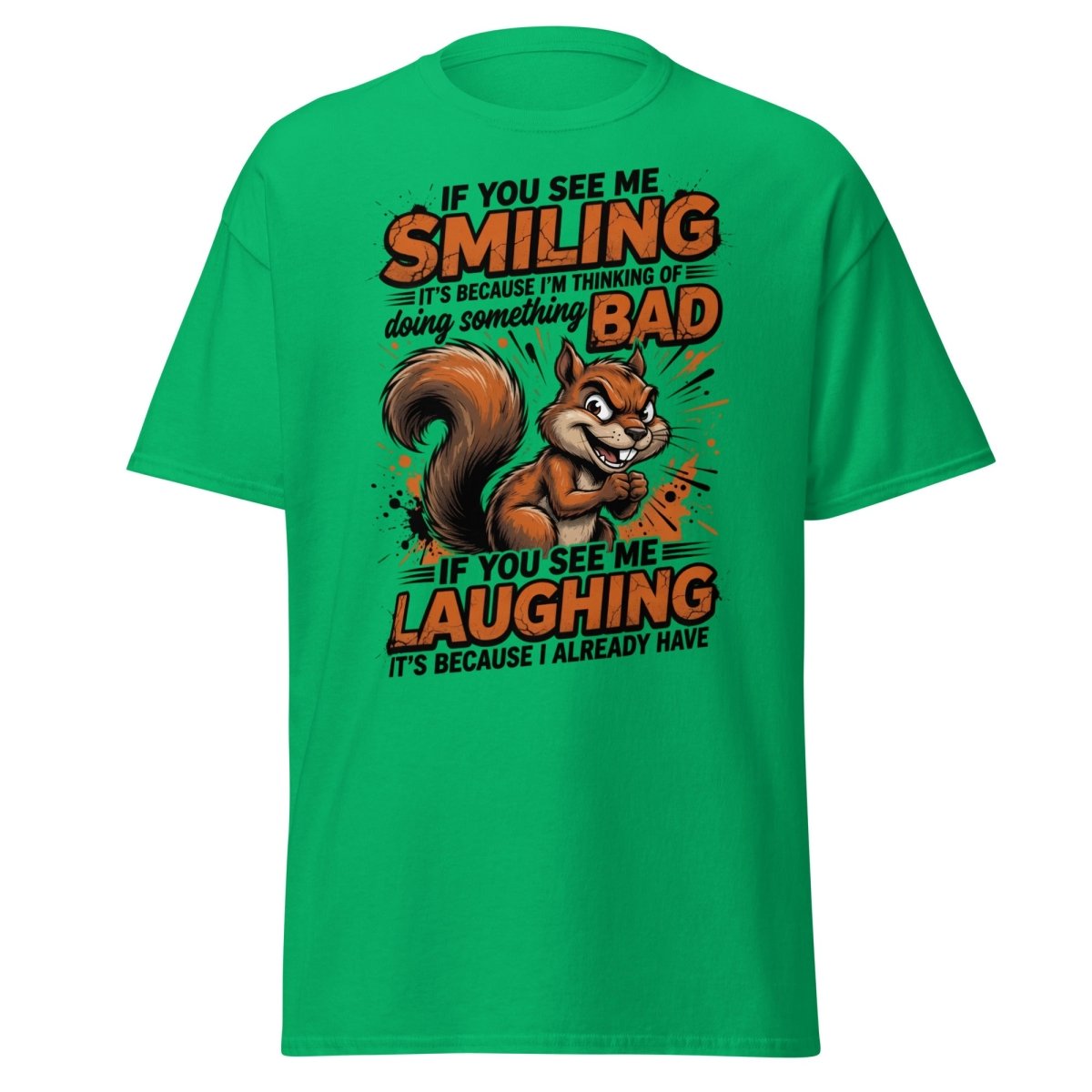 Mischievous Squirrel T-Shirt Funny Smiling Laughing Bad Tee - Irish Green - TeeRipple